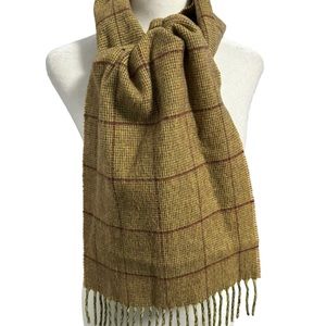 Vintage Mackintosh wool scarf in yellow /green windowpane pattern. Gently worn.